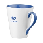 White ceramic mug with coloured interior, 320 ml, Royal blue colour image with logo