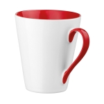 White ceramic mug with coloured interior, 320 ml, Royal red colour