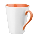 White ceramic mug with coloured interior, 320 ml, Royal orange colour