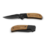 Stainless steel and wood pocket knife with safety lock various colours