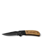 Stainless steel and wood pocket knife with safety lock main view