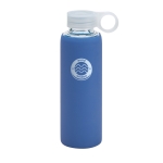 Sports bottle with screw cap from PP, 380 ml, Crystal Ring blue colour image with logo