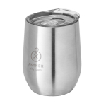 Stainless steel insulated mug with a shiny finish, 400 ml matt silver colour image with logo