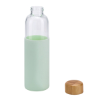 Glass bottle with bamboo lid and silicone sleeve, 500 ml light-green colour third view