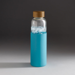 Glass bottle with bamboo lid and silicone sleeve, 500 ml light blue colour fourth view