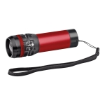 Flashlight with zoom function and 3 light modes, Trios red colour