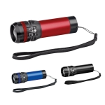 Flashlight with zoom function and 3 light modes, Trios various colours