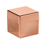 Lip balm in metal cube-shaped container, SPF 15 champagne colour