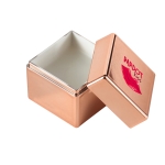 Lip balm in metal cube-shaped container, SPF 15 champagne colour image with logo 4