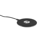 Wireless round quick charger with backlight black colour image with logo