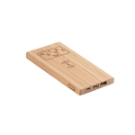 Wireless power in bamboo as a sustainable gift, 5000 mAh natural colour image with logo