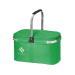 Picnic basket with zipper and lined interior, 14 L green colour image with logo