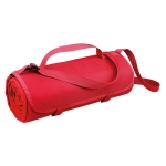 Fleece picnic blanket with handle, adjustable red colour