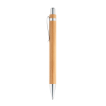 Wooden-bodied pen with chrome finishes blue ink wood colour