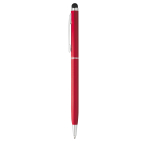 Slim pen with stylus chrome colour blue ink red colour