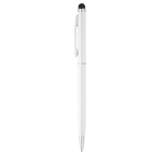 Slim pen with stylus chrome colour blue ink white colour