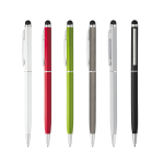 Slim pen with stylus chrome colour blue ink various colours