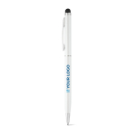 Slim pen with stylus chrome colour blue ink main view