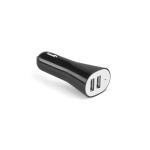 Plastic car adapter with USB for mobile charging black colour