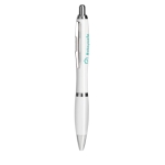 Antibacterial branded ballpoint pen with blue ink white colour second main view