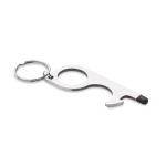 Multifunctional keyring helps avoids contact with surfaces matt silver colour