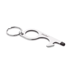 Multifunctional keyring helps avoids contact with surfaces matt silver colour main view