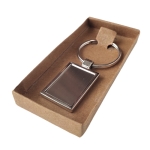 Classic rectangular metal keyring with box silver colour