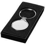 Classic round high-gloss metal keyring silver colour