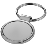 Classic round high-gloss metal keyring silver colour