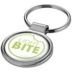 Classic round high-gloss metal keyring silver colour