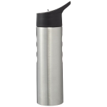 Sports steel bottle with spout and ergonomic design, 750 ml silver colour