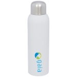 Large stainless steel bottle with screw cap, 820 ml white colour