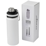 Sports steel bottle with handle and spout, 590 ml white colour