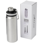 Sports steel bottle with handle and spout, 590 ml silver colour