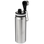 Sports steel bottle with handle and spout, 590 ml silver colour