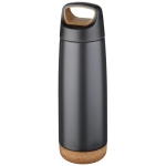 Thermal steel bottle with cork base, 600 ml black colour