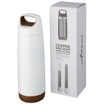 Thermal steel bottle with cork base, 600 ml white colour