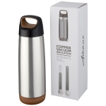 Thermal steel bottle with cork base, 600 ml silver colour