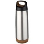 Thermal steel bottle with cork base, 600 ml silver colour