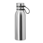 Leak-proof thermos bottle with silicone loop, 600 ml matt silver colour