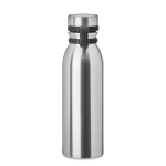 Leak-proof thermos bottle with silicone loop, 600 ml matt silver colour third view