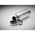 Leak-proof thermos bottle with silicone loop, 600 ml matt silver colour fifth photographic view