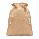 Small jute bag in natural tone with string closure, 14x22 cm beige colour