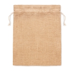 Medium-sized jute bag with cord closure, 25x32 cm beige colour second view