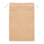 Large natural colour jute bag with string closure, 30x47cm beige colour second view