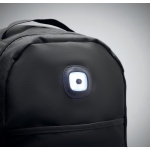 Backpack made of RPET with COB light for outdoors black colour photographic view