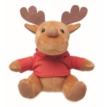 Reindeer plush figure with t-shirt for kids red colour