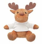 Reindeer plush figure with t-shirt for kids white colour