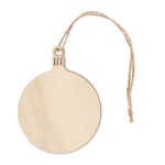 Wooden Christmas ornament with cord for hanging wood colour