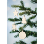 Wooden Christmas ornament with cord for hanging wood colour ambient view